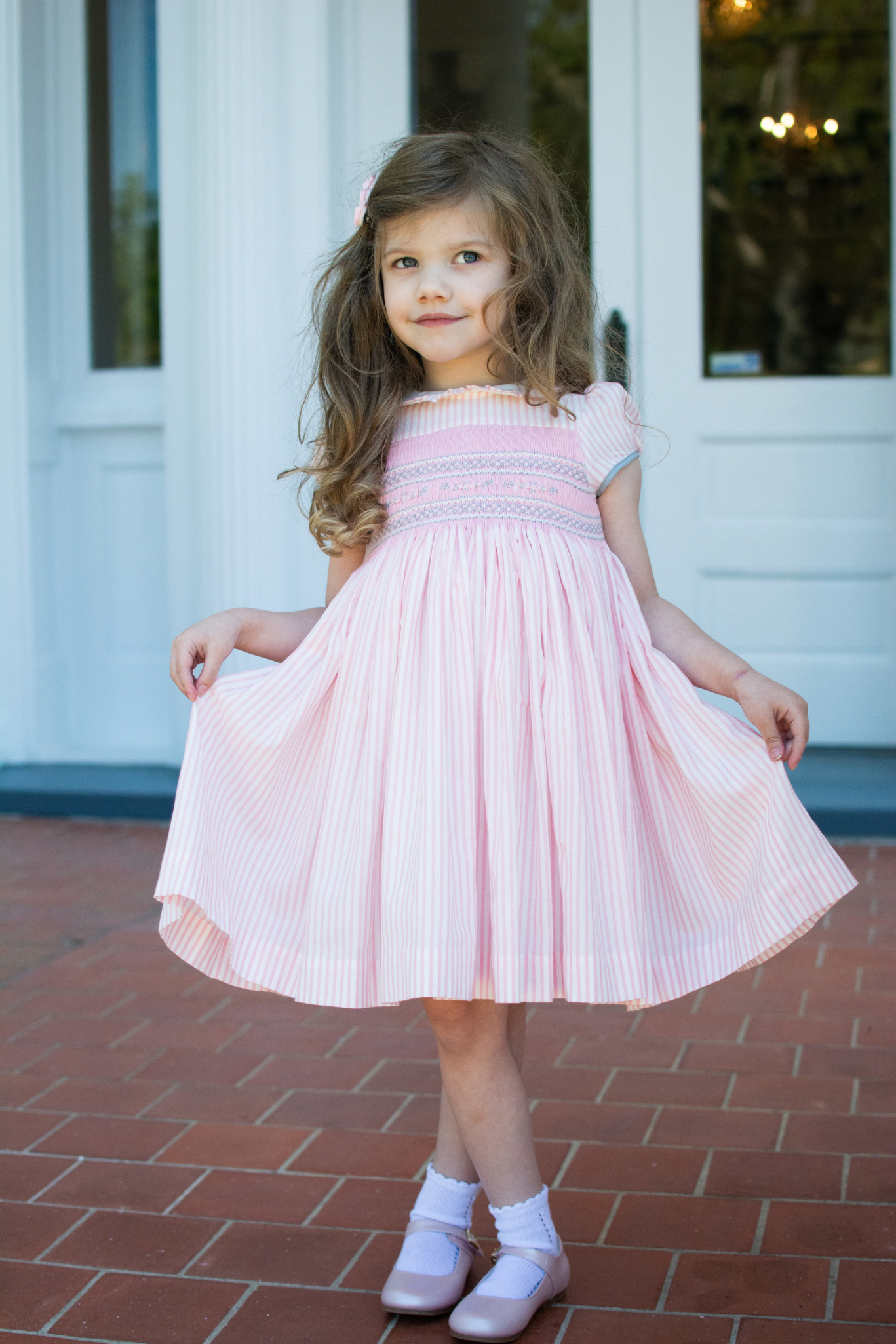 Charlotte sy Dimby classic timeless traditional smocked dresses for babies and girls handmade French style children clothing paris boutique pink stripes South Carolina